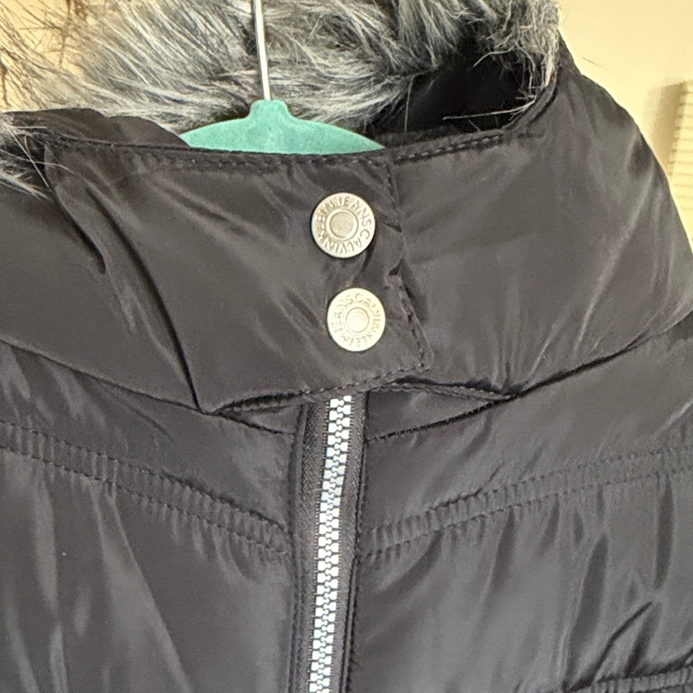 Calvin Klein Kids Black Puffer Coat with Fur Hood - Picture 8 of 16